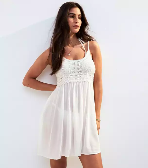White Crochet Mini Dress